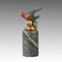 Tier Vogel Statue Birdle und Granatapfel Bronze Skulptur, Milo Tpal-299